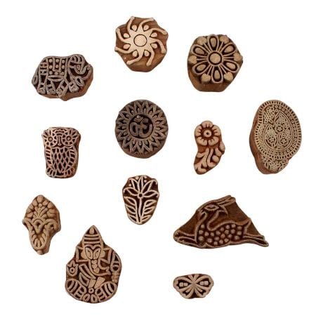 Set of 12 Piece New Mix Wooden Printing Blocks